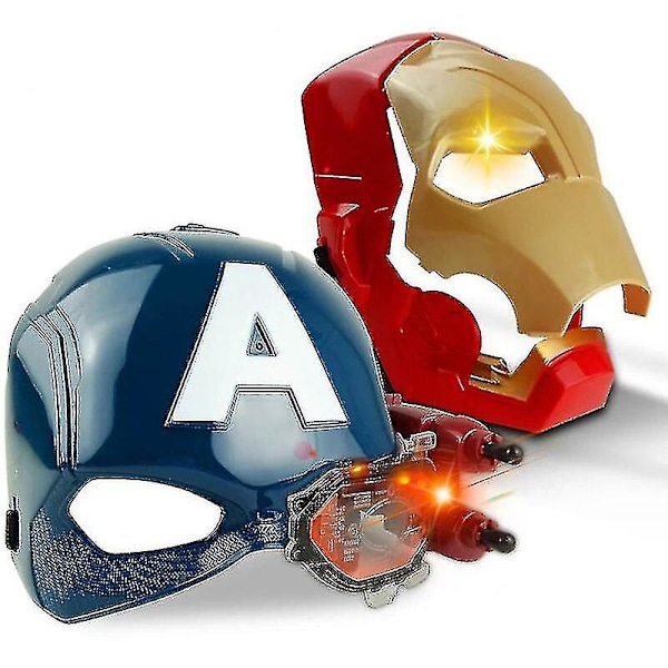 Kryc Marvel Avengers 4 Iron Man Captain America Mask Valo ja Ääni Avattava Kypäränaamio Lapsille Halloweenille