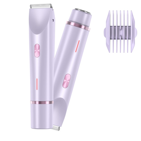 2-i-1 Elektrisk barbermaskin for kvinner, vanntett, bikinilinjetrimmer, doble hoder, Type-C lilla purple