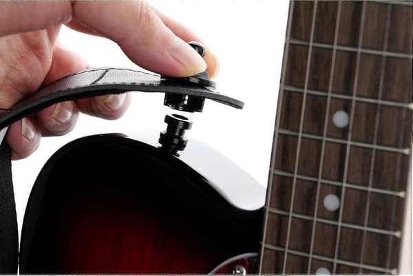 Metallgitarrremlås Gitarrremknappar Remlås Säkerhetslås Remstift för Akustisk Klassisk Elgitarr Bas, Svart (2-pack)
