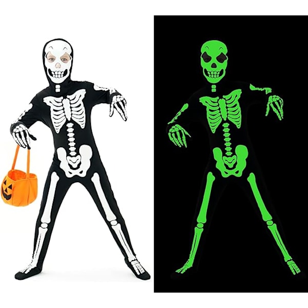 Halloween-Luurankoasu Lapsille Pojat Tytöt Glitter Halloween-Asut Karnevaali Asut Tytöt (Makeispussit Ei Sisälly) S(110-120)
