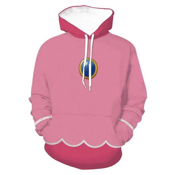 Mario Luigi Peach Bowser Donkey Kong -asu Aikuisille Hupparit Unisex Pitkähihaiset Hihari Super Mario Bros Elokuva Huppari Cosplay-asut Peach Peach 3XL