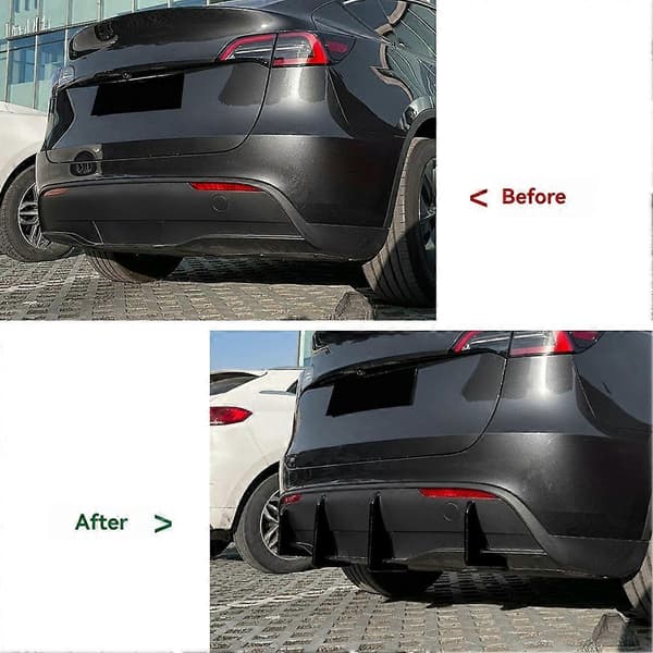 Bagkofanger Diffuser Læbesæt til Tesla Model Y 2017-2024 Bageste Splitter Spoiler Cover Trim Tilbehør Black