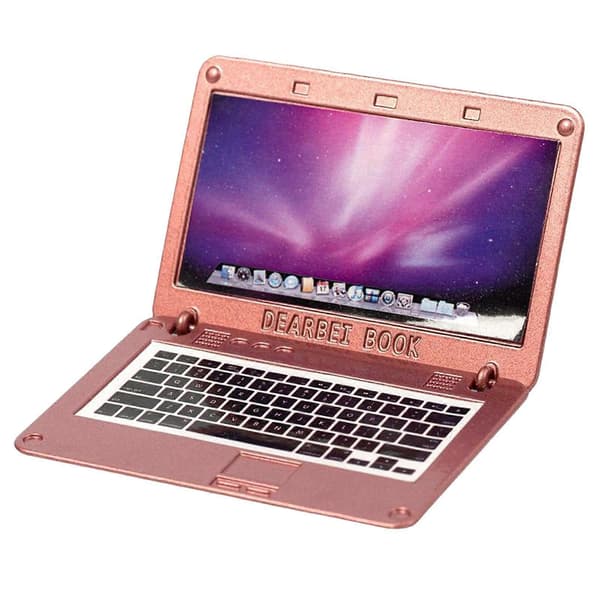 Dockskåp Laptop Tablet Dockskåp Leksak Scen Simulering Notebook för Sovrum Rose Gold