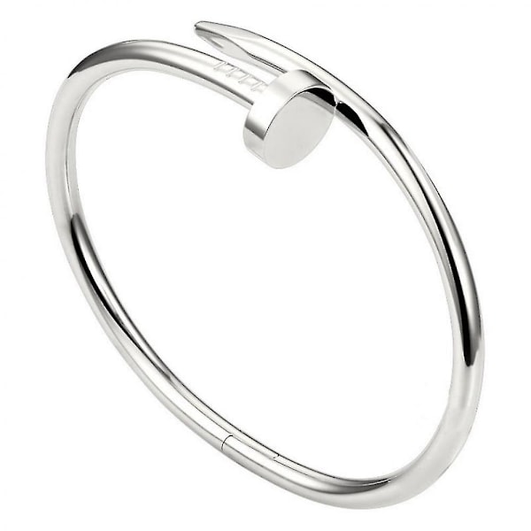 Armbånd i rustfrit stål med sømhoveddesign, glat overflade, sølv