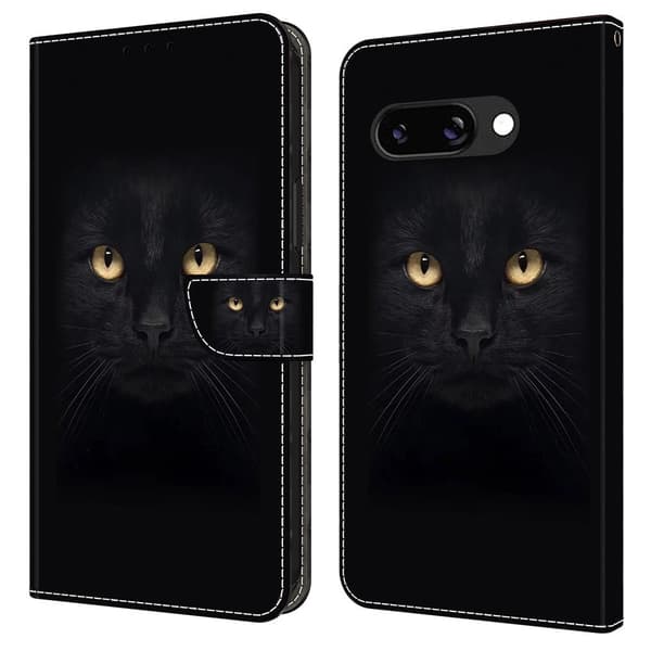 Wonderland Google Pixel 9a etui - Sort Kat Svart black