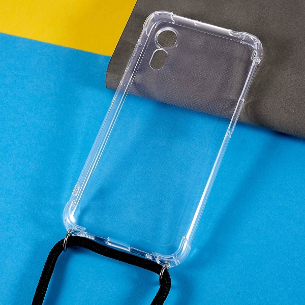 Förstärkt TPU-hörnskydd för Samsung Galaxy Xcover 5, transparent anti-dropp-telefonskal med snodd