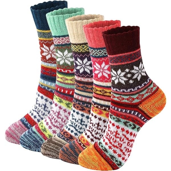 Ullsocksset - Vintage Varma vinterstrumpor i ull för kvinnor, Mjuka