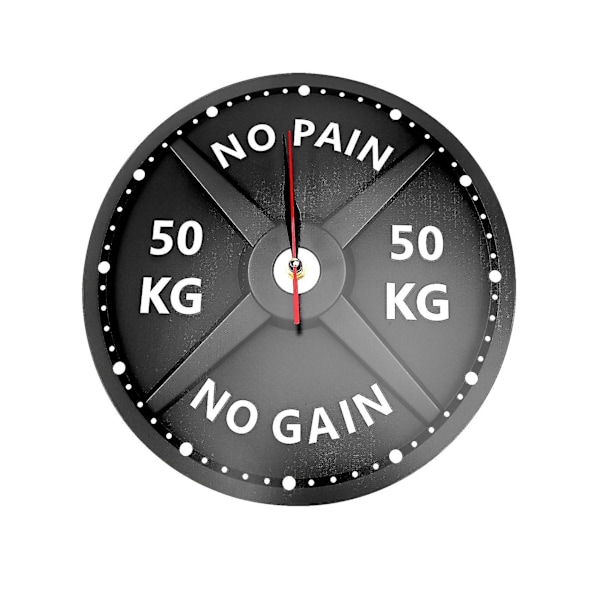 50KG Tryckt Väggklocka Cirkulär Gym Tyngdlyftning Hantel Kroppsbyggning Tyst Akrylklocka [LGL]