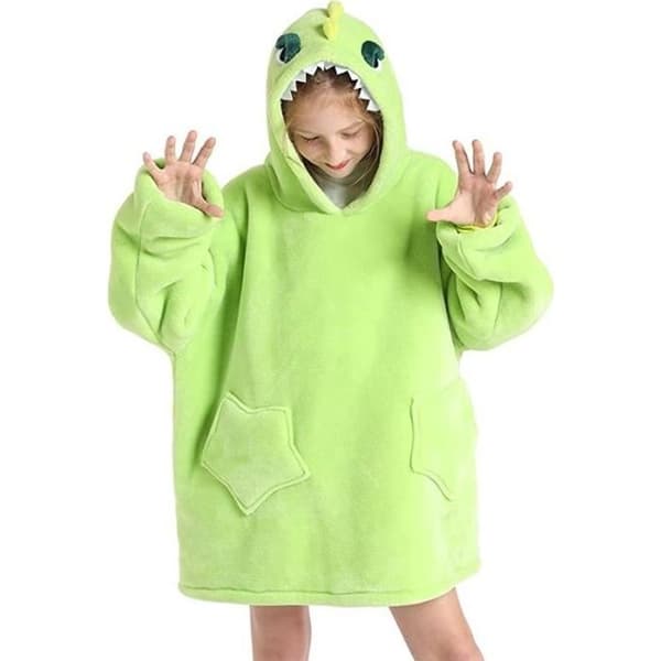 XJYDNCG Hættetrøje Fleecetæppe Pullover Plaid Børn Oversized Sød Vinter Varm Bærbar Komfortabel (Dinosaur)
