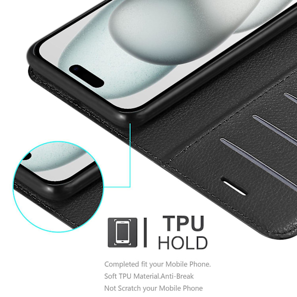 iPhone 15 beskyttelsesetui - med kortlommer og standfunktion