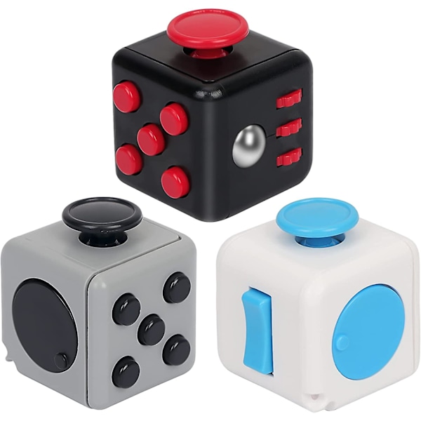 3-pack antistresskuber, 6-sidig stresskubleksak, avslappningsgadget för kontoret
