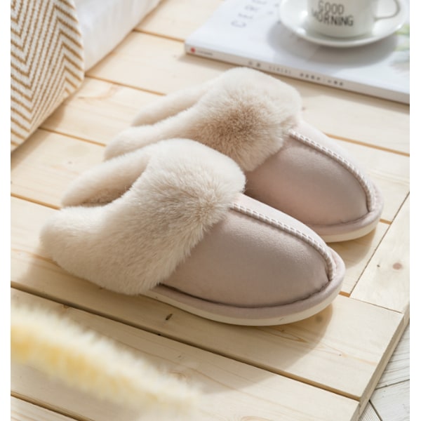 Dames tøfler i memory foam, fluffy, hvide white 7.5