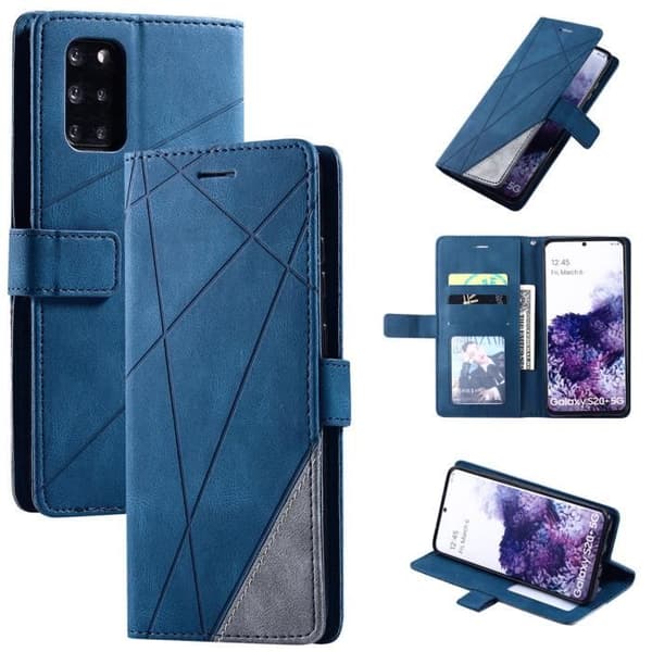 Samsung Galaxy S20 Plus/S20+ 6.7\" Premium Plånboksfodral med Stativ, Stötsäkert Skyddsfodral, Blå