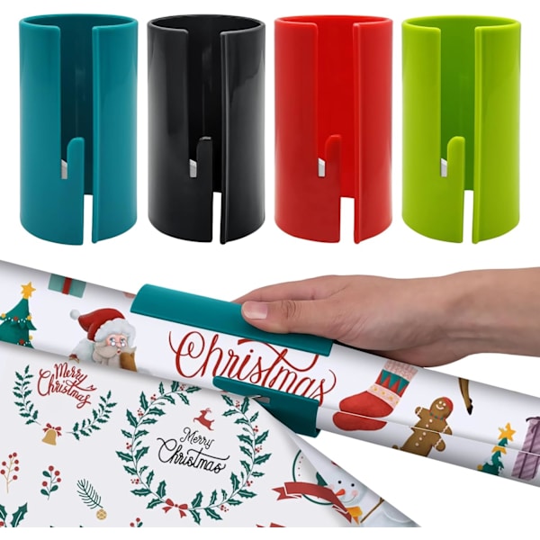 Pack Glidande Inslagningspapperskutter - Bärbar Rullkutter för Presentinslagning Jul och Födelsedagsinpackning