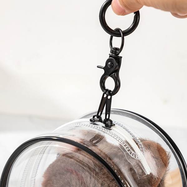 15CM docka väska för att gå ut, dubbel dragkedja, tjock transparent docka väska med nyckelring, inkluderar inte docka, endast väska black