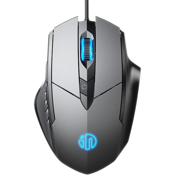 Wired mouse, silent click, 3200 adjustable DPI and 6 buttons, ergonomic design, USB optical mouse optimized for laptop