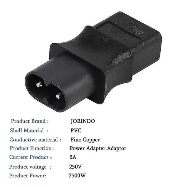 2-Pin Iec 320 C8 Han til Iec 320 C9 Hun Ac Adapter 6A/250V Eu Industriel Strømkonverter Black