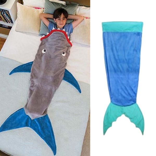 Portable Shark Blanket Shark Tail Double Sided Cozy Fleece Blanket For Kids