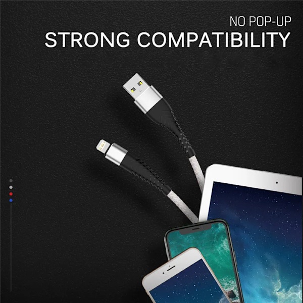 USB-kabel for iPhone 11 12 13 14 Pro X XS Max 6 7 8 Plus SE Apple iPad Hurtigladekabel Original Mobiltelefonlader Datakabel 3m Rød Ed Ed 0.25m