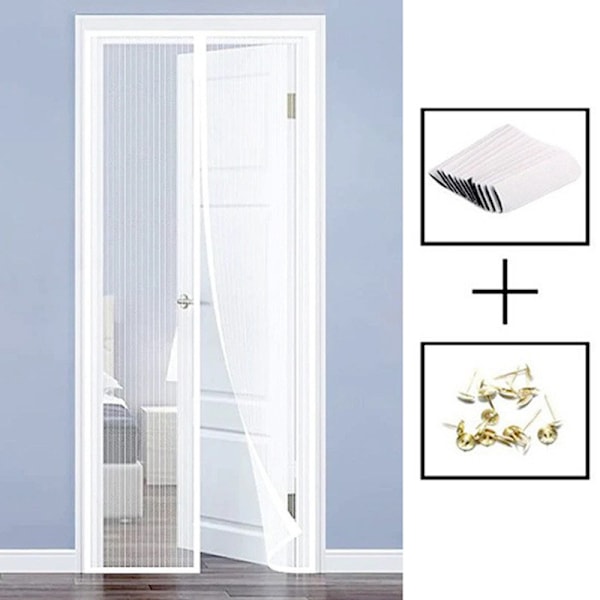 Myggnätsdörr med magnet 120x210 cm (47x83 tum), Vit