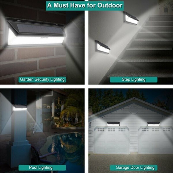 Solar Vegglampe - 118 LED Solcellelampe 1000 Lumen Vegglampe PIR Bevegelsessensor IP65 Vanntett Utendørs Hage..DEBUNS