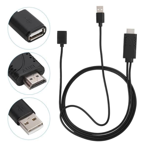 2-i-1 USB til HDTV HDMI-adapter TV USB-kabel til iPhone og Android