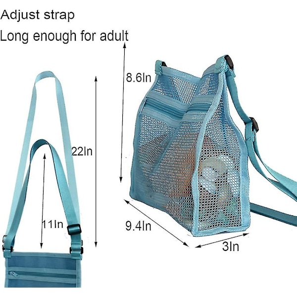 Strandleksak nätväska barn snäcksamlare väska strand sandleksak väskor för att hålla snäckor strandleksaker (2-pack)