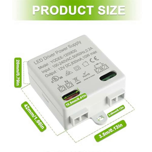 12 V/DC 10W Mini LED Transformator for 12 V LED Lys og Stripe