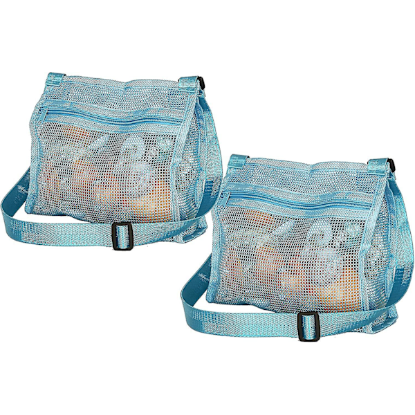 Strandleke nettingpose barn skjell samlerpose strand sandleke poser for oppbevaring av skjell strandleker (2-pakning)