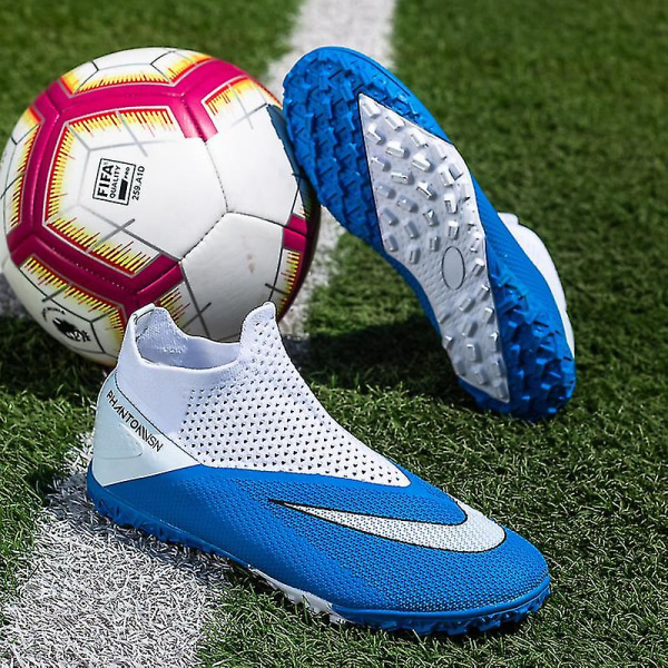 Fotbollsskor för herr Fotbollsskor med hög ankel för vuxna Grästräning Sport Skor Sneakers Yj2090-1 WhiteBlue1 41