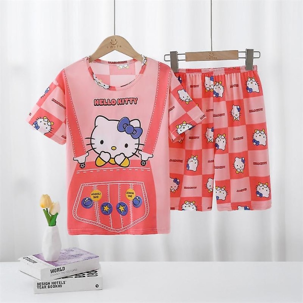 Jinzhaolai Sanrios tecknade Cinnamoroll Hellokittys Kuromi pojkar flickor sommar pyjamas set Kawaii kortärmad shorts hem kläder barn present Cinnamoroll 24 18 145-155cm