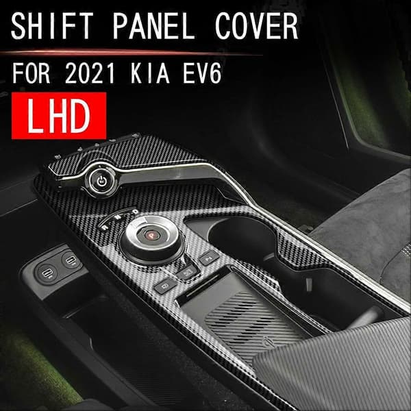 2 st Bil Kolfiber Centerkonsol Växelspakspanel för KIA EV6 LHD