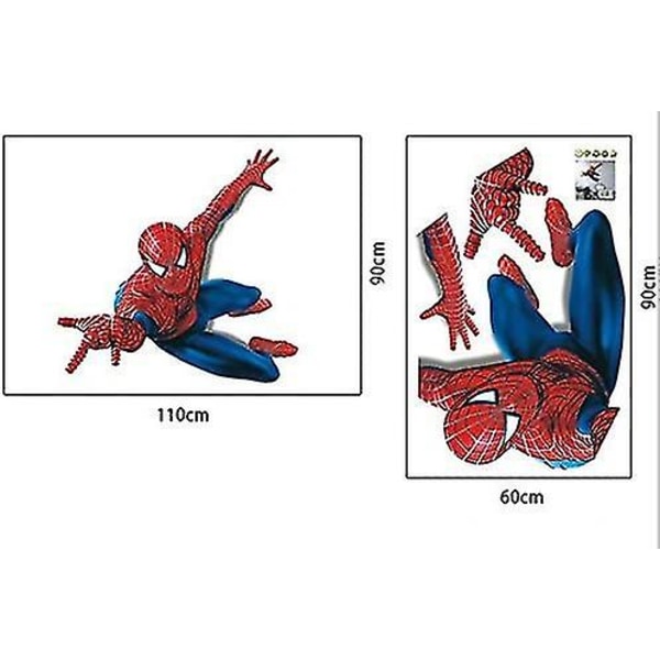 Kjempe store Spiderman veggklistremerker for gutter, soverom, veggdekor.