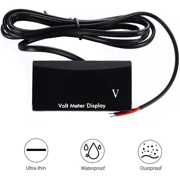 Digital bilvoltmeter vandtæt DC 12V LED voltmeter til bil
