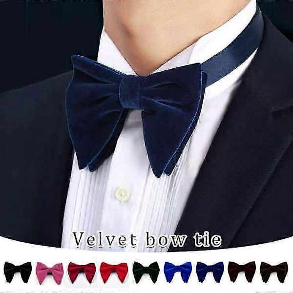 Sammet Fluga för Män Oversized Solid Justerbar Slips Hög Kvalitet Stor Fluga Bröllopsfest black