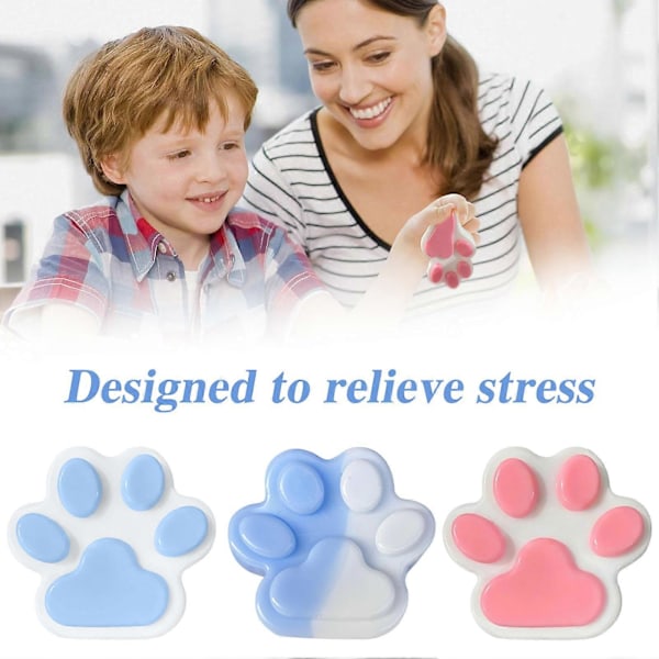 Handgjorda Taba Squishy Stora Kattfot Silikon Klämleksaker för Stresslindring, Kattfot Jättefot Squishy Sensoriska Leksaker för Ångest & Avkoppling Blue