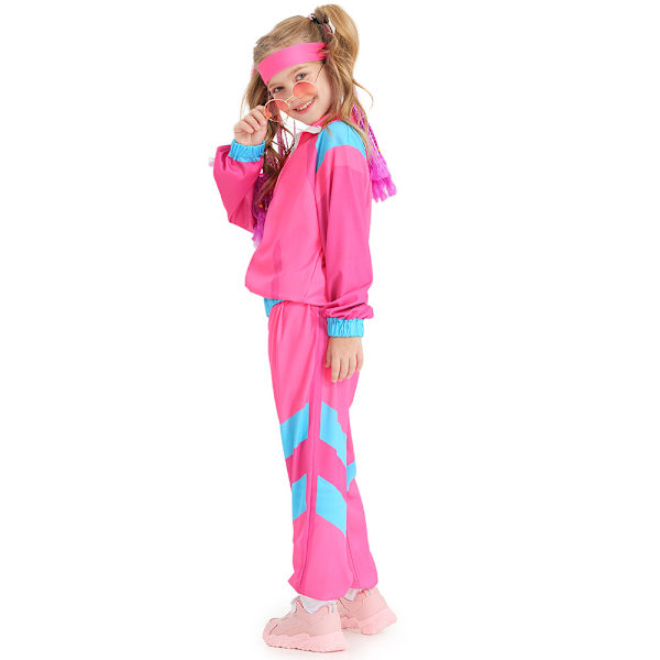 Barbie 80-talls treningsdress for barn Hip Hop kostyme topp bukse sett rosa pink M