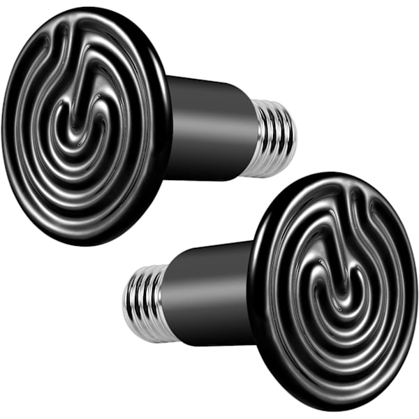 2-pack 100W värmelampa för terrarium, keramisk värmeelement, ingen