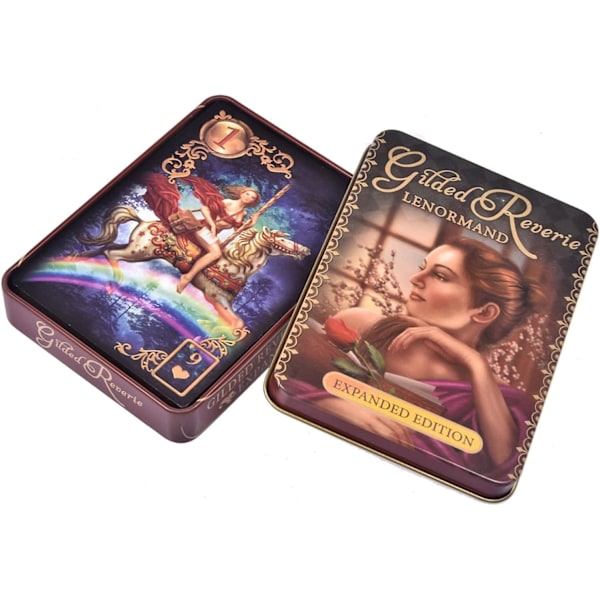 Glided Reverie Lenormand Oracle Tarot Kortdæk med Rejseguide & Metalæske til Begyndere og Erfarne Læsere