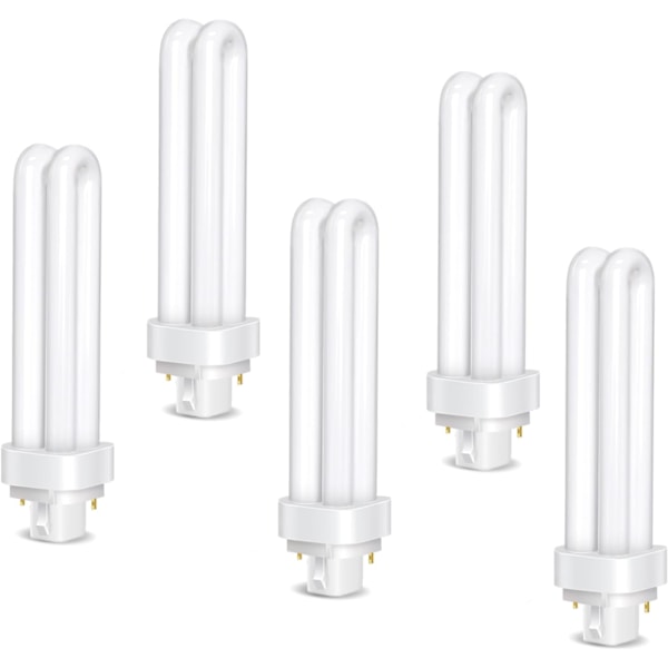 5 kpl G24d-3 -lamppuja, 2-nastainen PLC-loisteputki 26 W, viileä valkoinen valo, 1200 LM, 2U-kaksoistaitettu putki, keittiöön, makuuhuoneeseen, ruokasaliin