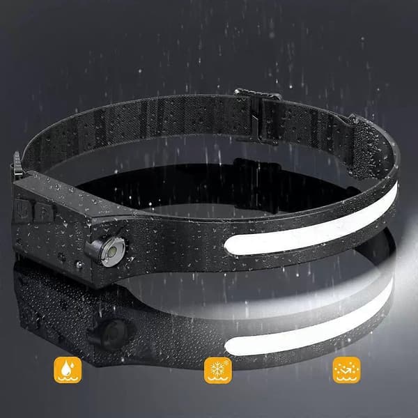 2x Hodelykt COB+LED Hodelykt USB Oppladbar Bevegelsessensor 5-moduser Batteri