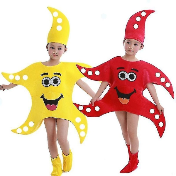 Barn Skola Hemmafest Sjöstjärna Cosplay Kostym För Pojkar Flickor Baby Wear Havsdjur Stjärna Scenkläder Dansdräkt Yellow 120 cm