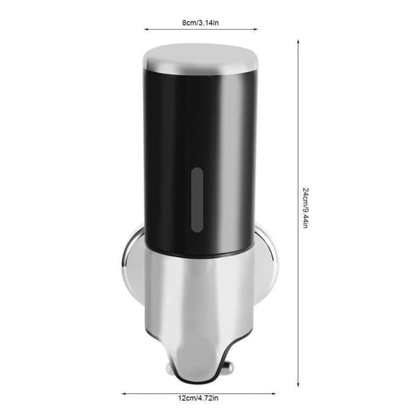 Vægmonteret sæbedispenser - Badeværelse, bruser, køkken - Sort - ABS-plast - 500ml
