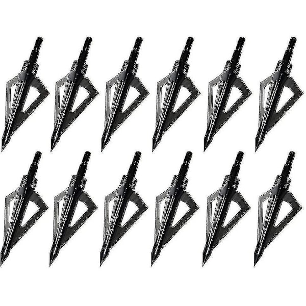 Jaktpilarspetsar, 12-pack 3-bladiga pilspetsar 100 grain Skruv-in pilspetsar Pilspetsar Kompatibla med Traditionella Bågar och Sammansatta Bågar-meili