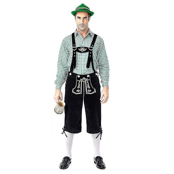 Oktoberfestdräkt i bayersk stil för män, en elegant dräkt för Oktoberfest och ölfestivaler LL L Green