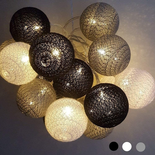 Cotton ball light string - 3m 20 LED ball light string for indoor night light decoration such as Christmas, wedding, party, room, curtain