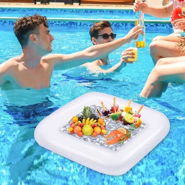 Oppustelig poolbar - Flydende drikkekøler til sommerfester - Drikkebakke til grillfester - Server