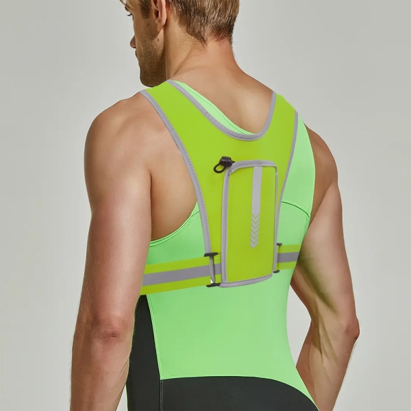 Löparväst Mobilhållare Fick Justerbar Reflex träningskläder Sva green(With luminous)