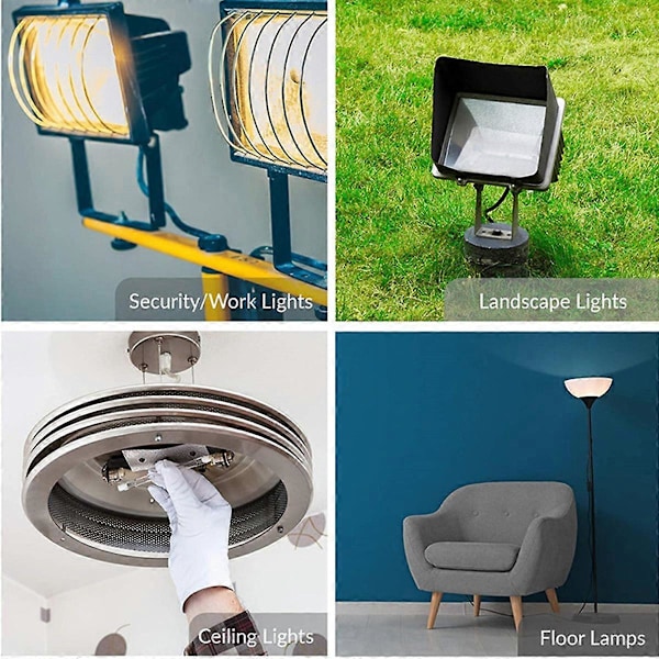 Halogenpære, 200W dobbeltsidig R7S J118 sokkel dimbar spotlight, varmhvit 2800K 360° lysvinkel, energibesparende pære for bredt bruksområde