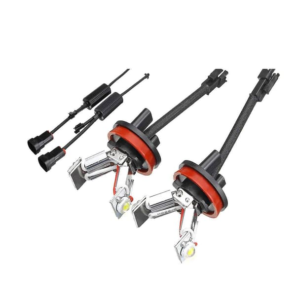 2 stk. bil LED Angel Eye lys 6000k H8 pære til E82 E87 E90 E91 E92 E93 E60 E61 E63 E70 X5 E71 black